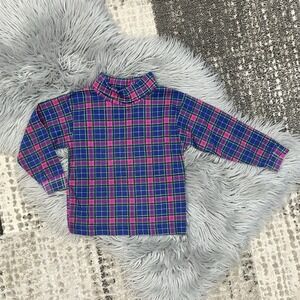 Vintage‎ 90's Healthtex Girls Pink/Purple Plaid Turtleneck Top Size 4